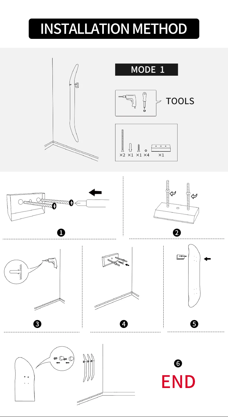 guide for Skateboard wall mount