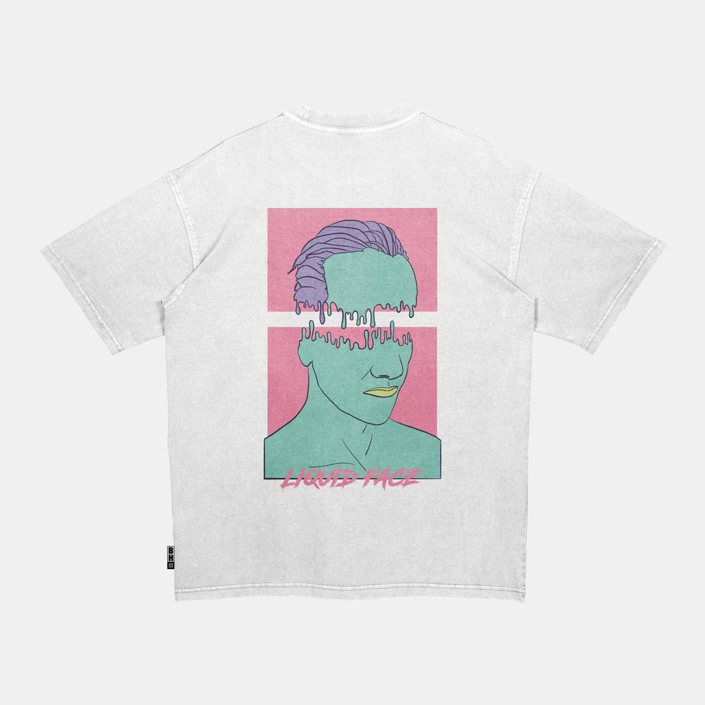 White T-shirt with Liquid Face graphic